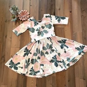 Dot Dot Smile girl’s size 7 floral twirl dress pink green cream